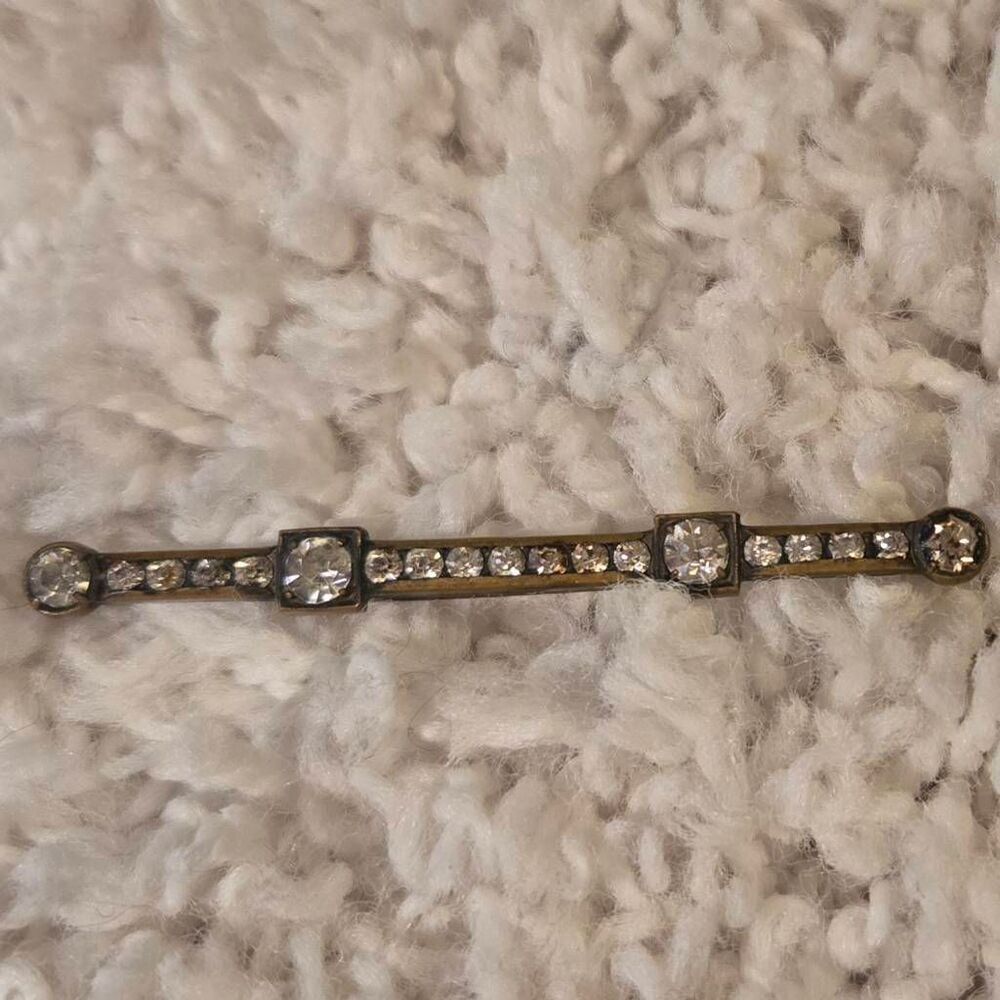 Vintage Rhinestone Bar Brooch Pin 20s 30s